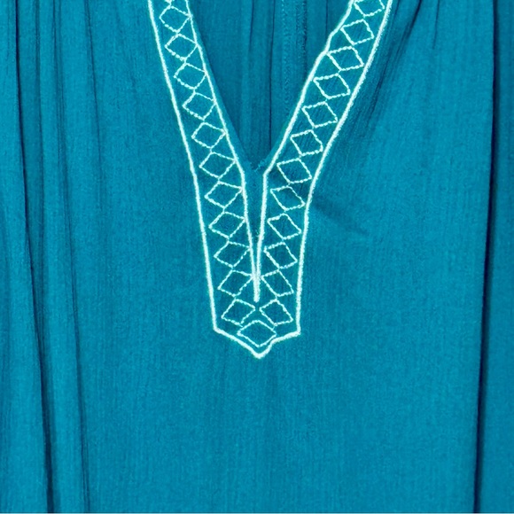 Lane Bryant Long Sleeve Embroidered Peasant Crinkle Blouse Tunic Top - Picture 4 of 12